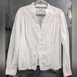 UPDATED! Nygard Collections Victoriana Boho Blouse, 14, White, Lace, EUC